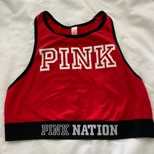 VS Pink High Neck Red Sports Bra
